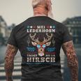 Bayern Wiesn Bekleidungolksfest Outfit Herren Short Sleeve Mei Lederhosn Trogt No Da Deer Costume Oktoberfest S T-Shirt mit Rückendruck Geschenke für alte Männer