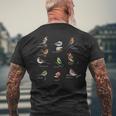 Bird Motif Garden Birds Songbirds Birds Tits Bunnels Sparrow T-Shirt mit Rückendruck Geschenke für alte Männer