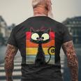Chat Noir Mignon Chat Marrant Chat Rétro T-shirt imprimé au dos Cadeaux pour les vieillards