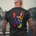 Colorful Belgian Malinois Lover Brave Dog Black Men's T-shirt Back Print Gifts for Old Men