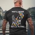Con Scritta You Never Walk Alone Autism Awareness T-shirt da uomo con stampa posteriore Regalos para ancianos