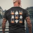 Coquette Bow Pumpkin Ghost Spooky Season Halloween Men's T-shirt Back Print Gifts for Old Men