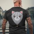 Cute Cat Face Hot Air Balloon Cat Air Balloon Men's T-shirt Back Print Gifts for Old Men