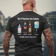 Die 4 Flaschen Des Leben Party T-Shirt mit Rückendruck Geschenke für alte Männer