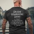 Die Fünf Schwäbischen Zeiten Schwäbische Sprüche Mauldasch T-Shirt mit Rückendruck Geschenke für alte Männer