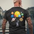 Divertido Astronauta Globo Espacial Planetas Ciencia Sistema Solar Camiseta Hombre Estampado Espalda Regalos para ancianos