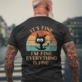 Divertido Gato Negro Retro Está Bien Estoy Bien Todo Está Bien Camiseta Hombre Estampado Espalda Regalos para ancianos