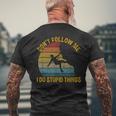 Don't Follow Me I Do Stupid Things Divertente Arrampicata T-shirt da uomo con stampa posteriore Regalos para ancianos