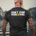 Don't Stop Disbelieving T-shirt da uomo con stampa posteriore Regalos para ancianos