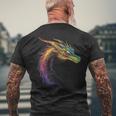 Drachen-Zeichnung Buntes Tier-Kunstwerk Fantasy-Drache T-Shirt mit Rückendruck Geschenke für alte Männer