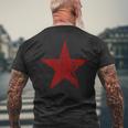 Estrella Roja Envejecida Grunge Estrella Roja De Colorintage Camiseta Hombre Estampado Espalda Regalos para ancianos