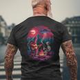 Alien And Bigfoot Campfire Moon Ufo Adventure Hiking Men's T-shirt Back Print Gifts for Old Men