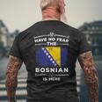 Bosnia Flag Bosnia Herzegovina Roots T-Shirt mit Rückendruck Geschenke für alte Männer