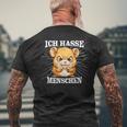 Hamster Meme Based Ich Hasse Menschen T-Shirt mit Rückendruck Geschenke für alte Männer