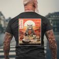 Gatto Giapponese Mangiare Sushi Davanti Al Tramonto T-shirt da uomo con stampa posteriore Regalos para ancianos