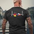 German Czech Flag Heart Lineintage T-Shirt mit Rückendruck Geschenke für alte Männer