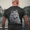 Grauer Wolf T-Shirt mit Rückendruck Geschenke für alte Männer