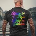 My Heart Beats Schlager Lgbtq Pride Gay Lesbian Queer T-Shirt mit Rückendruck Geschenke für alte Männer