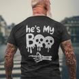 He’s My Boo Skull Face Matching Halloween Pajama Couples Men's Back Print T-Shirt Gifts for Old Men