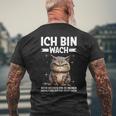 Ich Bin Wach Mehr Möchte Ich Nicht Sagen Katze Angervt T-Shirt mit Rückendruck Geschenke für alte Männer