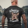 Ich Schnarche Nicht Ich Schnurre Katzen German T-Shirt mit Rückendruck Geschenke für alte Männer