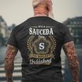 It's A Sauceda Thing You Wouldn't Understand Personalized Last Name Sauceda Family Crest Coat Of Arm Men's T-shirt Back Print Gifts for Old Men