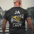 Ja Das Muss So Laut Hornisten Wald-Horn Blasmusik T-Shirt mit Rückendruck Geschenke für alte Männer