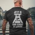 Jetzt Is Aber Schicht Förderturm Ruhrpottdeutsch T-Shirt mit Rückendruck Geschenke für alte Männer