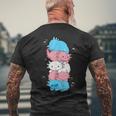 Kawaii Axolotl Heap Transgender Pride Flag Trans Lgbtq T-Shirt mit Rückendruck Geschenke für alte Männer