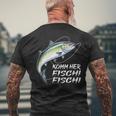 Komm Her Fischi Fischi Slogan Fishing T-Shirt mit Rückendruck Geschenke für alte Männer