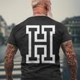 Letter H Bold Outline In Large T-Shirt mit Rückendruck Geschenke für alte Männer