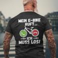 Mein E-Bike Ruft Ich Muss Los Radfahren T-Shirt mit Rückendruck Geschenke für alte Männer