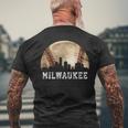 Milwaukee Skyline City Vintage Baseball Lover Men's T-shirt Back Print Gifts for Old Men