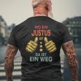 Name Justus Wo Ein Justus Istorname T-Shirt mit Rückendruck Geschenke für alte Männer