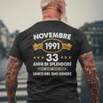 Novembre 1991 33 Anni Compleanno Uomo Donna 1991 T-shirt da uomo con stampa posteriore Regalos para ancianos