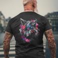Opera D'arte Per Amanti Dei Lupi Motivo Floreale Animale Lupo T-shirt da uomo con stampa posteriore Regalos para ancianos