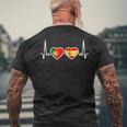 Portugal Spain Heartbeat Flag Spanish Portuguese T-Shirt mit Rückendruck Geschenke für alte Männer