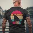 Retro Vintage Shark Fin 2024 Week Awareness Support Summer Men's T-shirt Back Print Gifts for Old Men