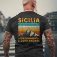 Sicilia Sta Chiamando Siciliani Regalo Divertenteintage T-shirt da uomo con stampa posteriore Regalos para ancianos