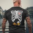Skeleton Pregnancy Pizza Beer Xray Halloween Soon Dad Men's T-shirt Back Print Gifts for Old Men