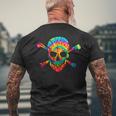 Skull Crossbones Skeleton Colorful Graphic Tie Dye Men's T-shirt Back Print Gifts for Old Men