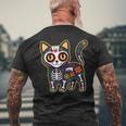 Sugar Skull Cat Halloween Dia De Los Muertos Day Of Dead Men's T-shirt Back Print Gifts for Old Men