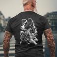 Super Cute Border Collie Cool Portrait On Chest T-Shirt mit Rückendruck Geschenke für alte Männer