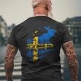 With Sweden Flag Flag Elk Län Sweden T-Shirt mit Rückendruck Geschenke für alte Männer