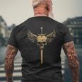 Teschio Con Ali Per Motociclisti Con Spada T-shirt da uomo con stampa posteriore Regalos para ancianos