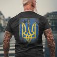 Ukraine Flag Crest Flag Logo Ukraine T-Shirt mit Rückendruck Geschenke für alte Männer