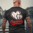 Vintage Cleveland Baseball Leopard Heart Baseball Fans Men's T-shirt Back Print Gifts for Old Men
