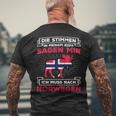 Voices Sagen Ich Muss Nach Norway Elk Flag Norway T-Shirt mit Rückendruck Geschenke für alte Männer