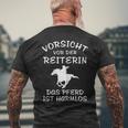 Vorsichtor Der Reiterin Rider T-Shirt mit Rückendruck Geschenke für alte Männer