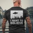 I Want To Believe I Aliens Ufo Area 51 Roswell T-Shirt mit Rückendruck Geschenke für alte Männer